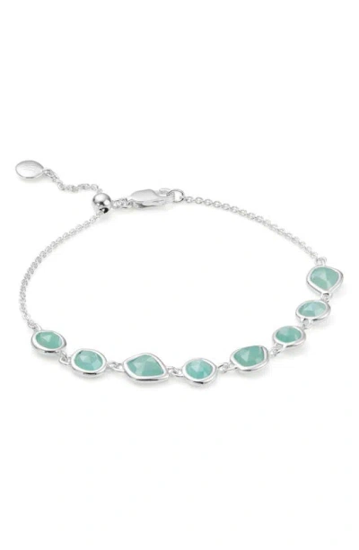 Shop Monica Vinader Siren Mini Nugget Cluster Bracelet In Silver/ Amazonite