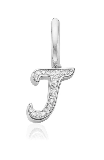 Shop Monica Vinader Alphabet Diamond Pavé Pendant Charm In Silver/ Diamond- J