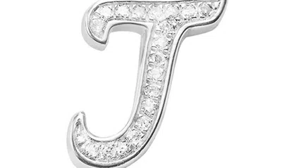 Shop Monica Vinader Alphabet Diamond Pavé Pendant Charm In Silver/ Diamond- J