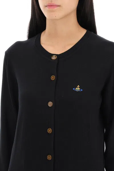 Shop Vivienne Westwood Bea Cardigan With Logo Embroidery In Nero