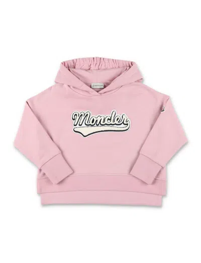 Shop Moncler Hoodie Fleece Logo In Pink
