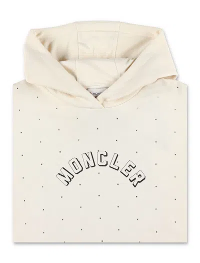 Shop Moncler Fleece Dress Logo In Cream