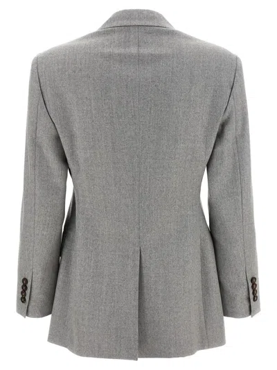 Shop Brunello Cucinelli 'monile' Blazer In Gray
