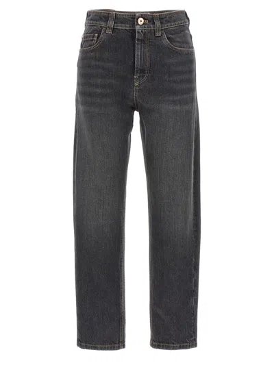 Shop Brunello Cucinelli 'monile' Jeans In Gray