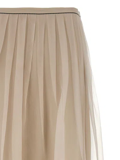 Shop Brunello Cucinelli Silk Tulle Skirt In White