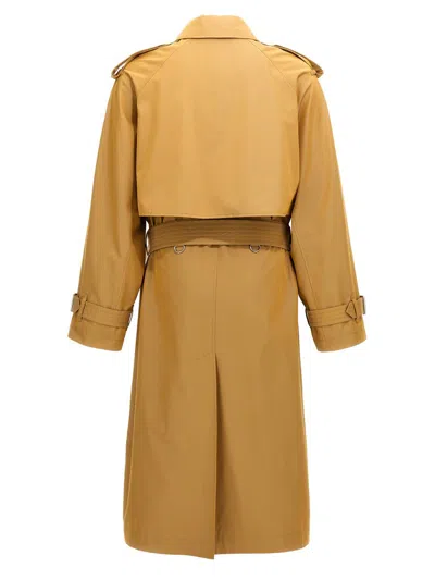 Shop Burberry Double-breasted Long Trench Coat In Beige