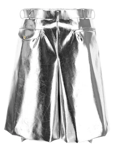 Shop Comme Des Garcons Black Comme Des Garçons Black Laminated Bermuda Shorts In Silver