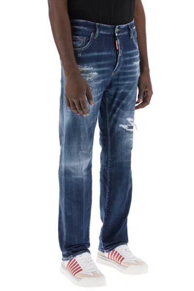 Shop Dsquared2 Destroyed Denim Jeans In 642 Style In Blu