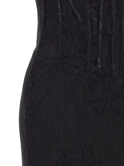 Dolce & Gabbana Lace Floral Midi Dress With Sheer Detailing In Black