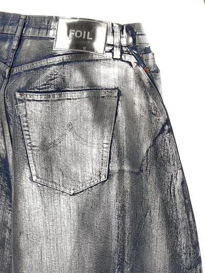 Shop Doublet 'foil Denim' Bermuda Shorts In Silver