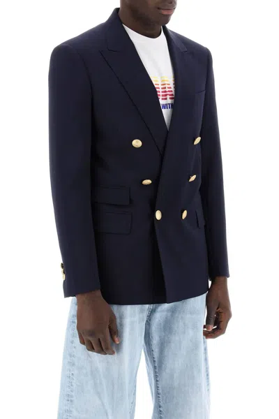 Dsquared2 Navy Blue Wool Twill Jacket In Blue