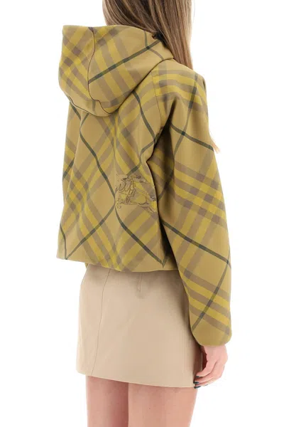 Shop Burberry Check Cropped Jacket In Khaki