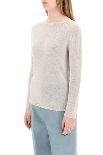 Shop 's Max Mara Lightweight Linen Knit Pullover By Giol In Grey