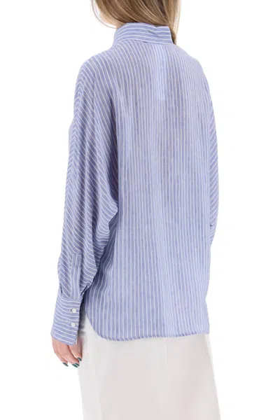 Shop Max Mara Silk Dinar Shirt Set In Light Blue