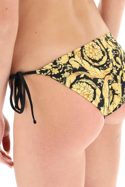 Shop Versace Barocco Bikini Bottom In Yellow