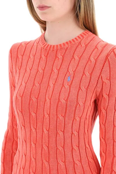 Shop Polo Ralph Lauren Cotton Cable Knit Pullover Sweater In Pink