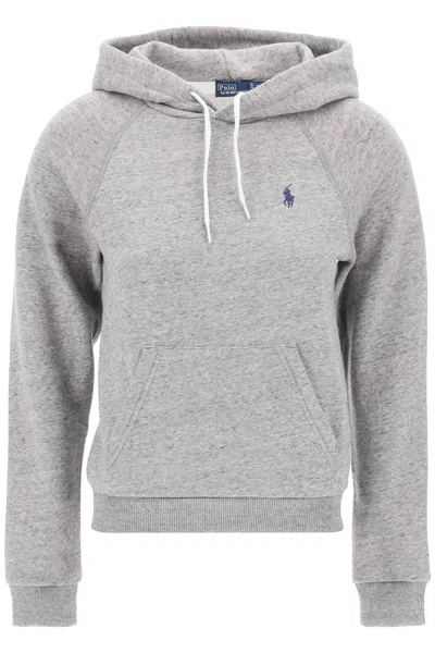Shop Polo Ralph Lauren Hooded Sweatshirt With Embroidered Logo In Grey
