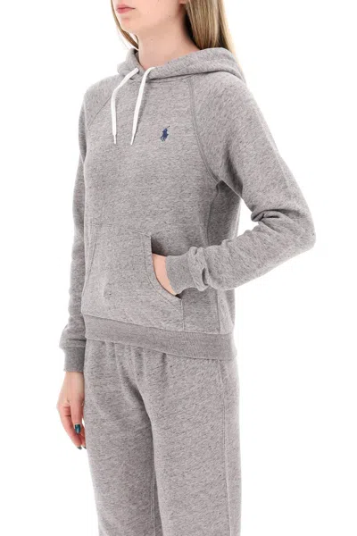 Shop Polo Ralph Lauren Hooded Sweatshirt With Embroidered Logo In Grey