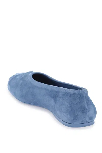 Shop Marni Suede Little Bow Ballerina Shoes In Blue