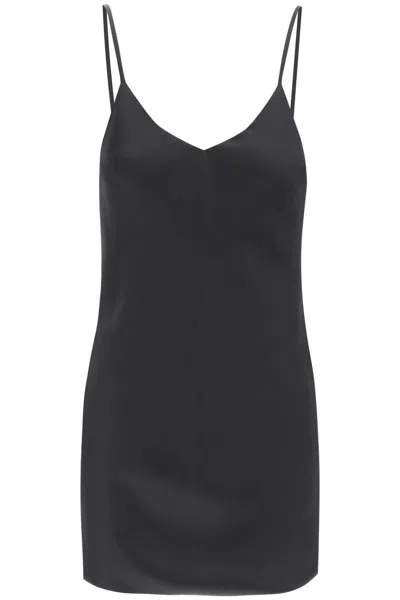 Shop Norma Kamali Bias-cut Crêpe Satin Slip Dress In Black