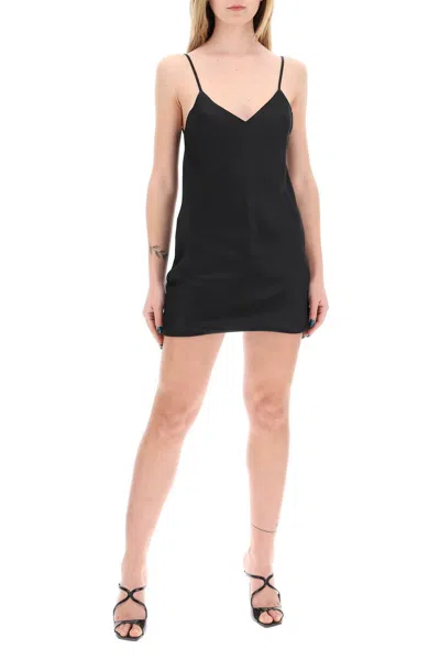 Shop Norma Kamali Bias-cut Crêpe Satin Slip Dress In Black