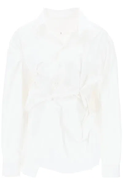 Shop Maison Margiela Draped Oversized Shirt In White