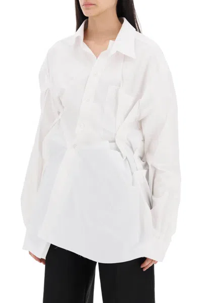 Shop Maison Margiela Draped Oversized Shirt In White