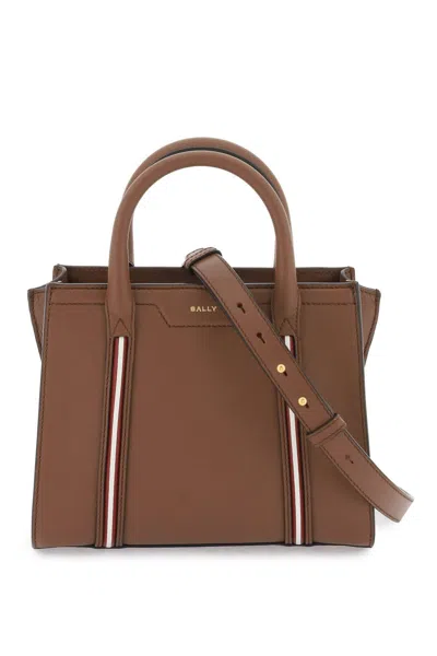 Shop Bally Small Code Tote Bag In Brown