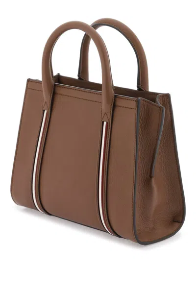 Shop Bally Small Code Tote Bag In Brown