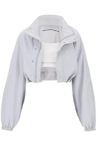 Shop Alexander Wang Cropped Jacket With Integrated Top. In Grey