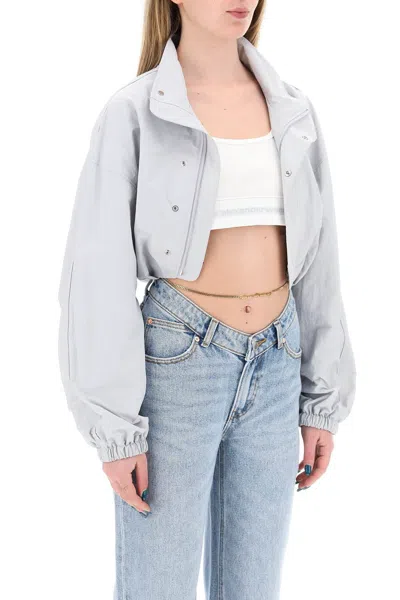 Shop Alexander Wang Cropped Jacket With Integrated Top. In Grey