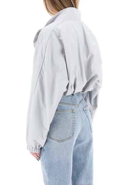 Shop Alexander Wang Cropped Jacket With Integrated Top. In Grey