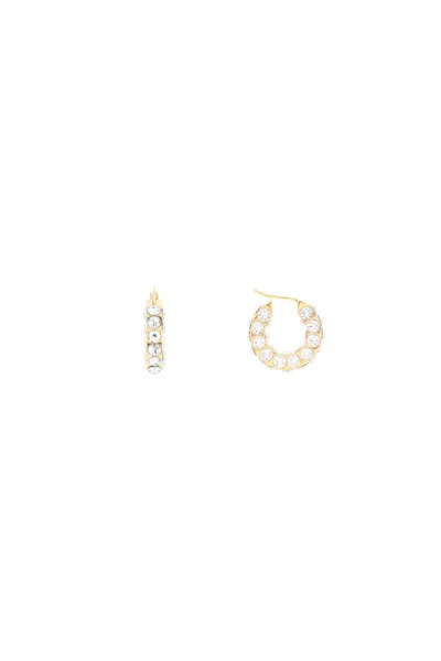 Shop Amina Muaddi Small Jahleel Hoop Earrings With Crystals In Gold