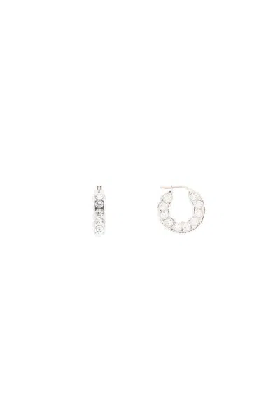 Shop Amina Muaddi Small Jahleel Hoop Earrings With Crystals In Silver