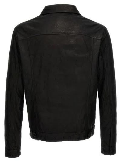 Shop Giorgio Brato 'trucker' Leather Jacket In Black