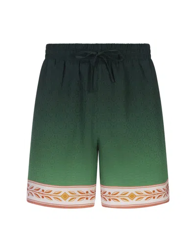 Shop Casablanca Unity Is Power Silk Shorts In Green