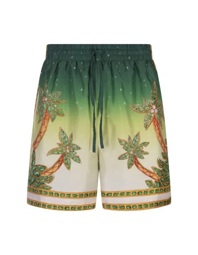 Shop Casablanca Joyaux Dafrique Silk Shorts In Green