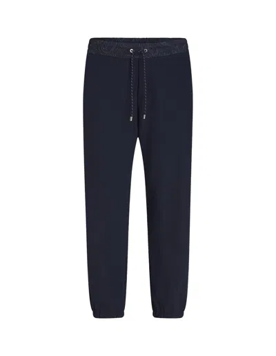 Shop Etro Blue Jersey Jogging Trousers