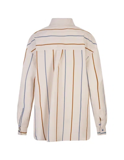 Shop Stella Jean Over Fit Striped Cotton Shirt In White