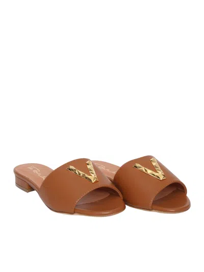 Shop Via Roma 15 Brown Leather Slippers