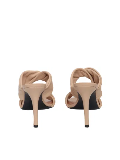 Via Roma 15 Tubolar Leather Sandal In Beige
