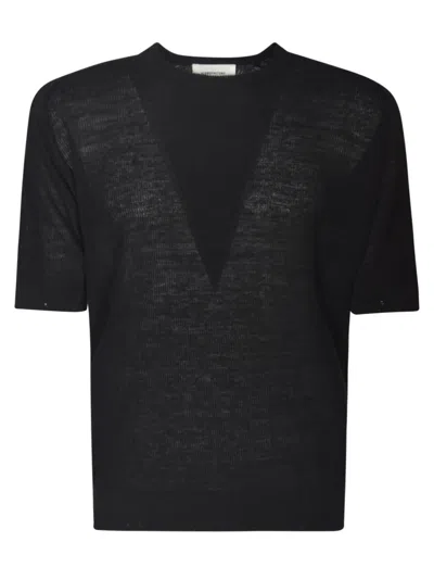 Shop Atomo Factory Knitted Short-sleeved T-shirt In Black