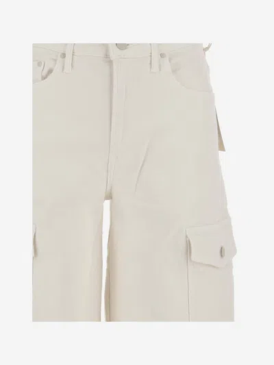 Shop Mother Cotton Blend Cargo Jeans In White