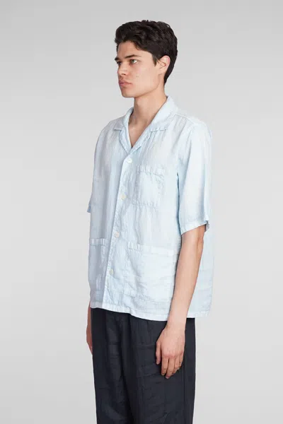 Shop Aspesi Camicia Ago Shirt In Cyan Linen