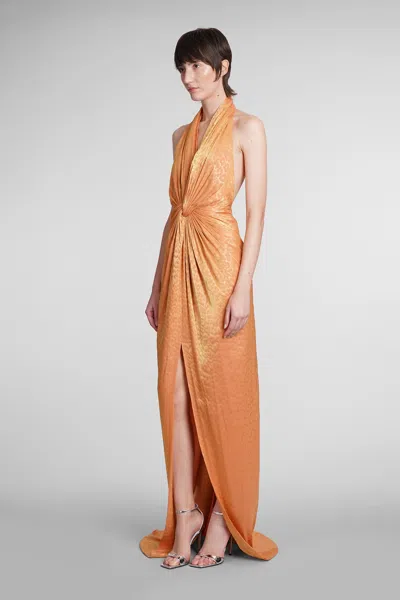 Shop Costarellos Joa Dress In Orange Polyester