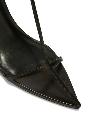 Shop Jil Sander Black Leather Pointed Sandals With Straps
