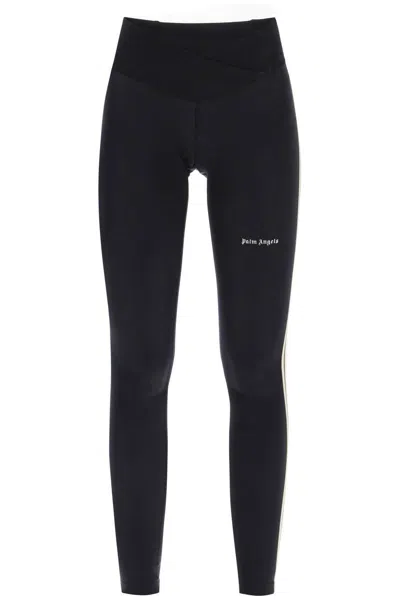 Shop Palm Angels Leggings With Contrasting Side Bands In Nero