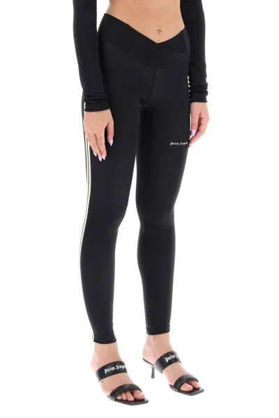 Shop Palm Angels Leggings With Contrasting Side Bands In Nero