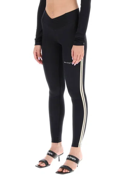 Shop Palm Angels Leggings With Contrasting Side Bands In Nero