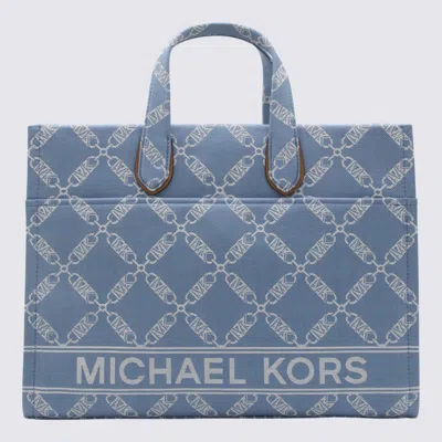 Shop Michael Kors Denim Multicolour Canvas Blauwe Tote Bag